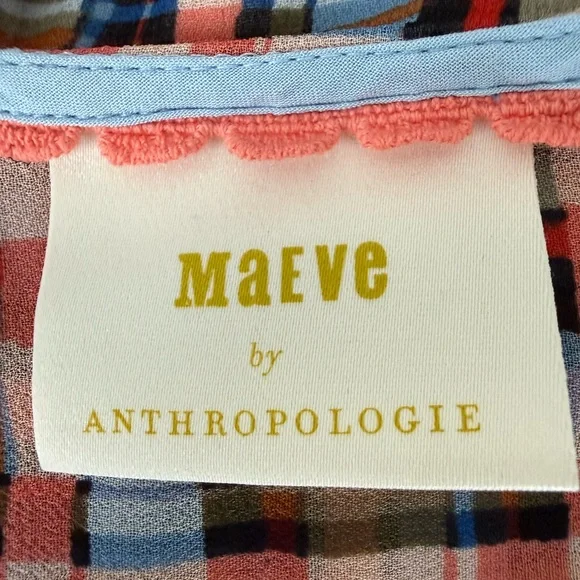 Anthropologie Maeve Laila Plaid Ruffle Wrap Blouse Boho Cottagecore Top Size 4 - Picture 8 of 11